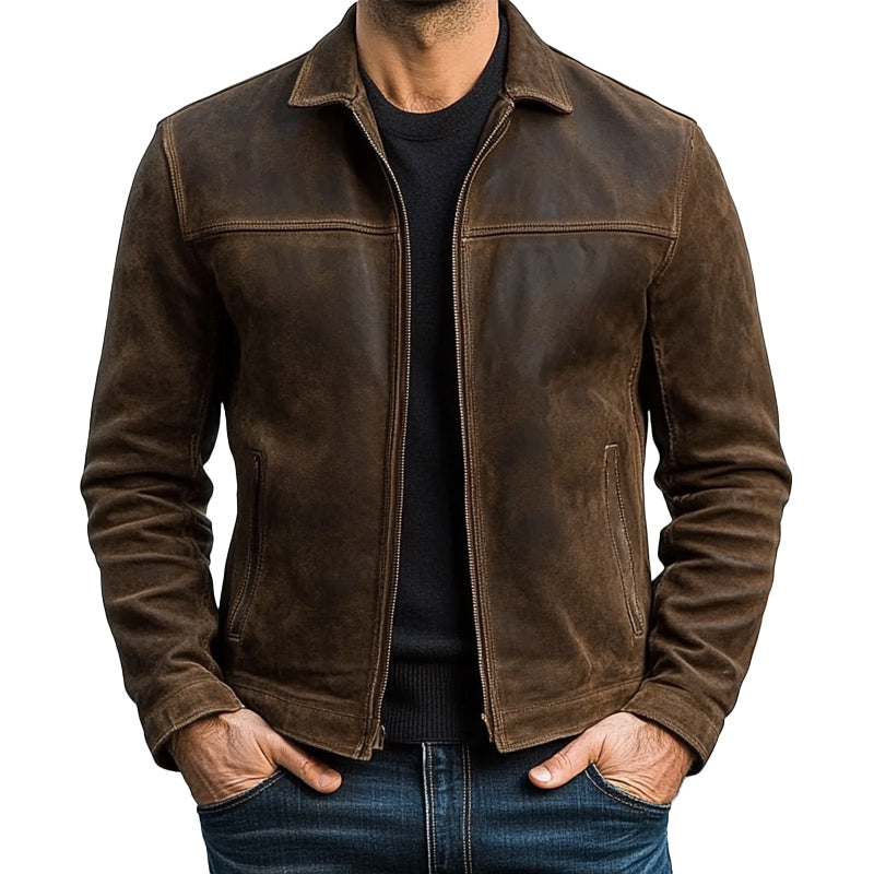 Mens Classic Zipper Leather Jacket