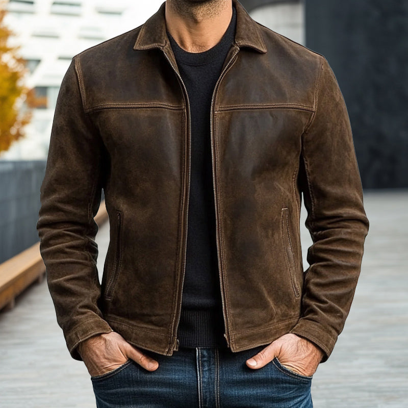 Mens Classic Zipper Leather Jacket