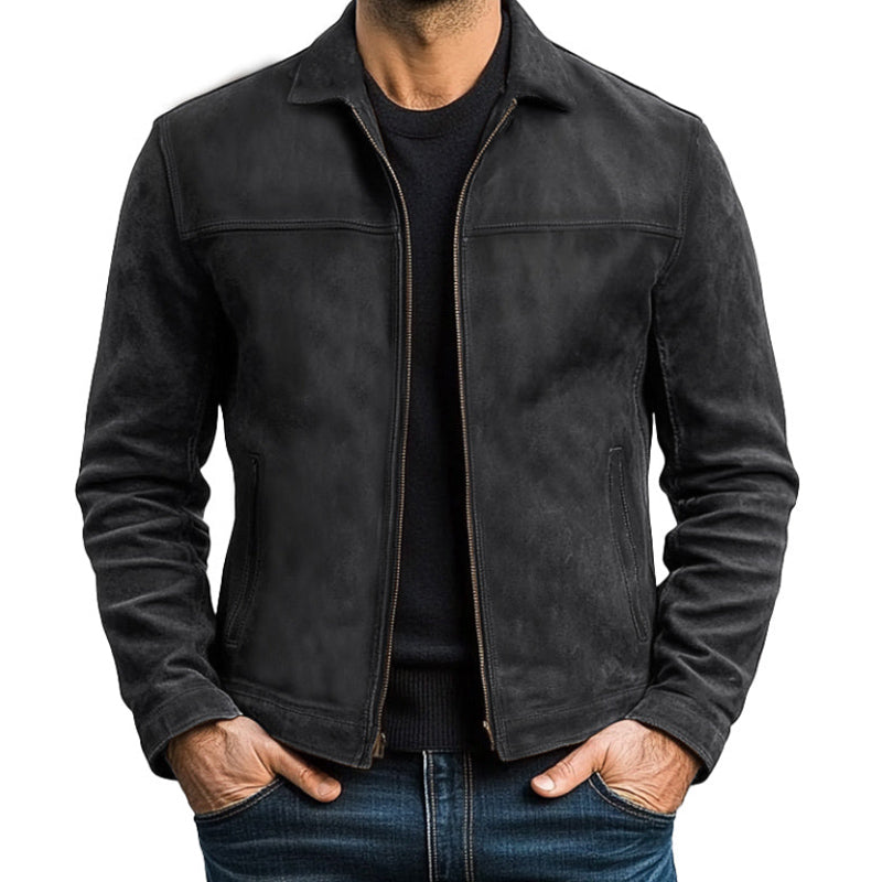 Mens Classic Zipper Leather Jacket