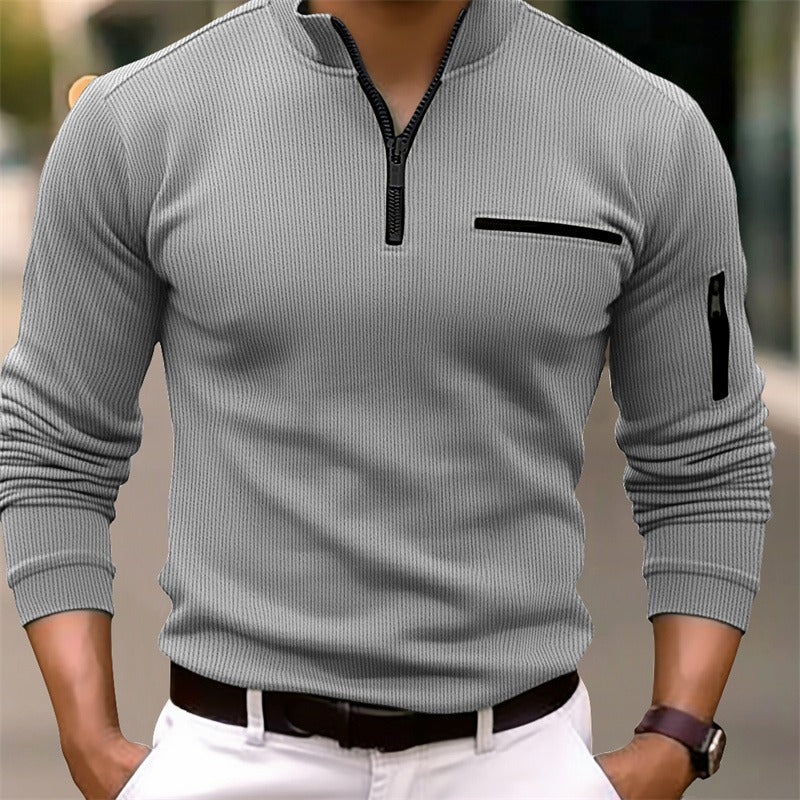 Zip-Neck Textured Knit