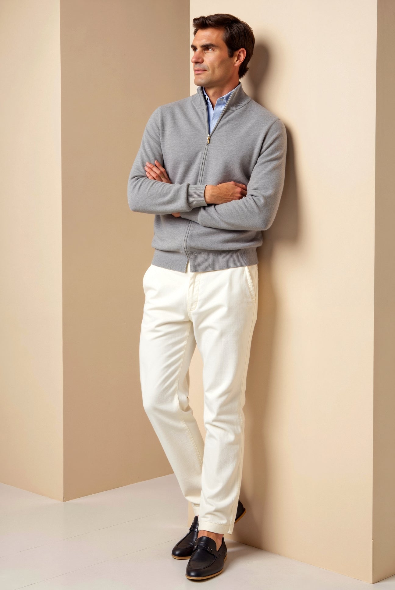 Smart Luxury Slim Fit Elegant Full Zip Cardigan