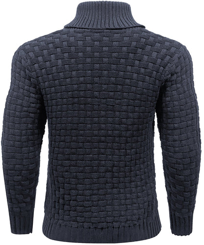 Textured Button-Neck Knit Sweater