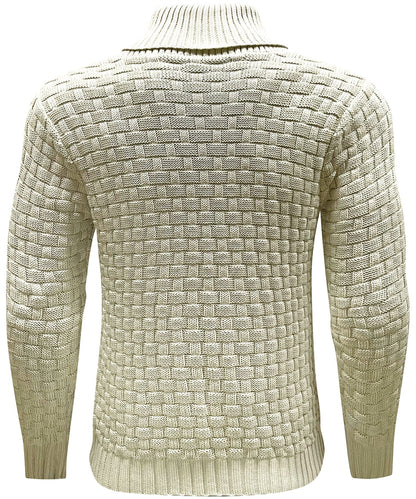 Textured Button-Neck Knit Sweater