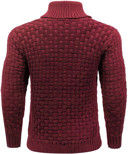 Textured Button-Neck Knit Sweater