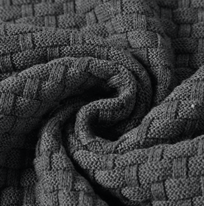 Textured Button-Neck Knit Sweater